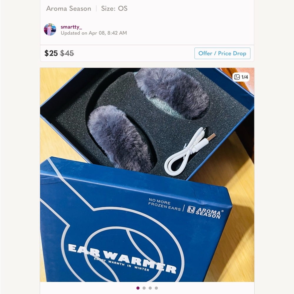 Faux Fur electric Ear Warmers - Gray